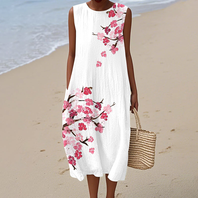 Japanese Pink Cherry Blossoms Inspired By Dog paws Abstract Art Cozy Tank Dress