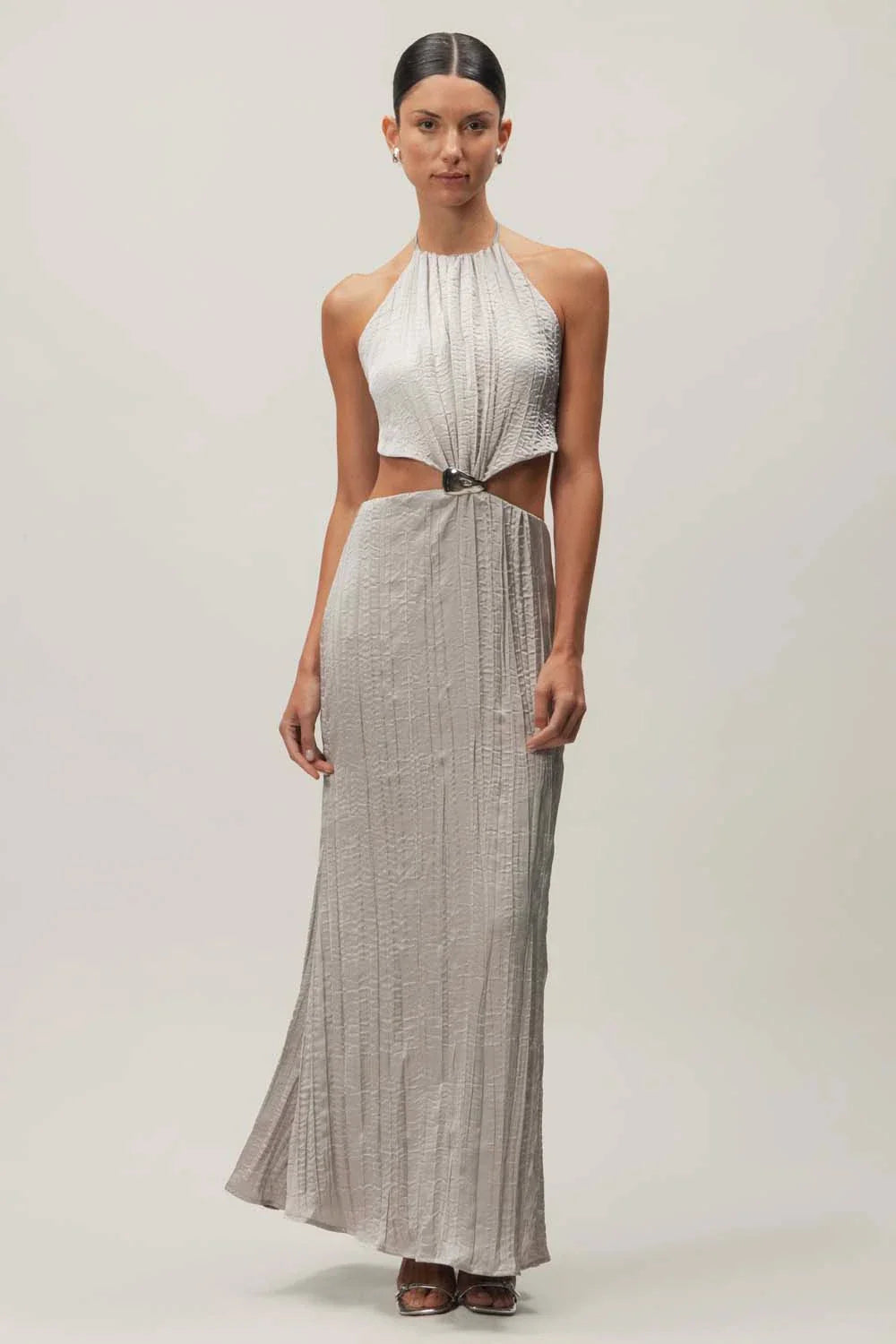 Maxi Dress Silver in Satin