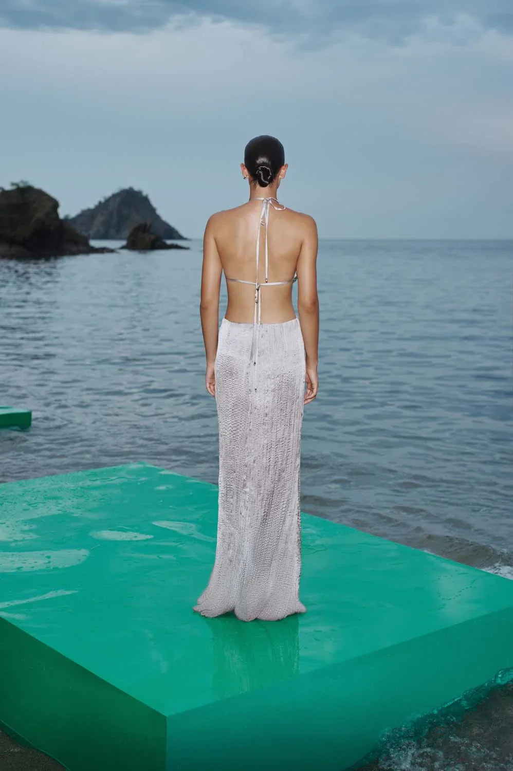 Maxi Dress Silver in Satin