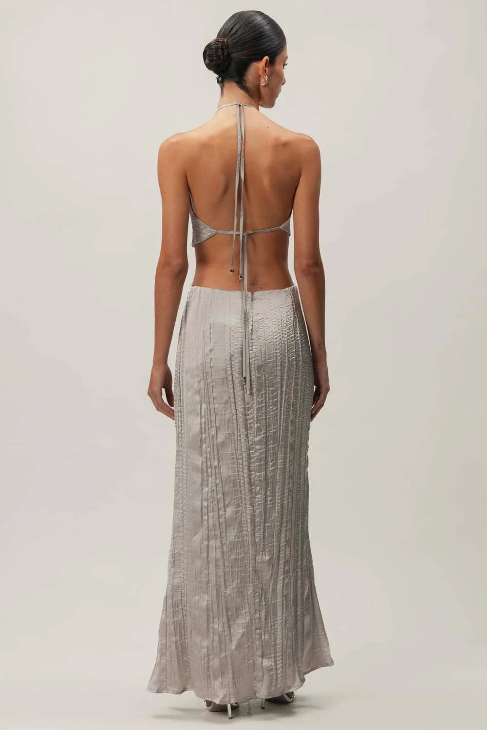 Maxi Dress Silver in Satin