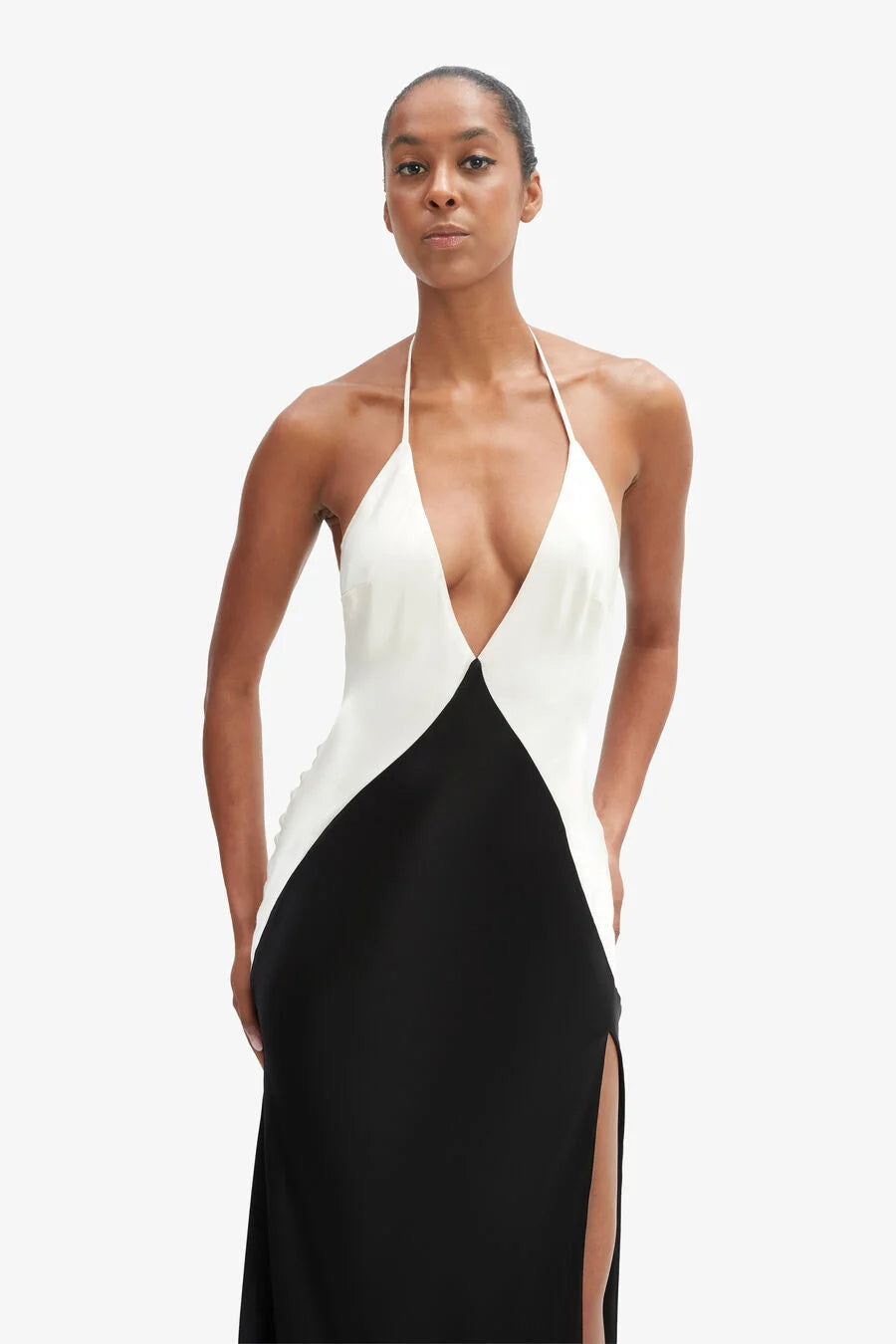 Contrast Halter Dress