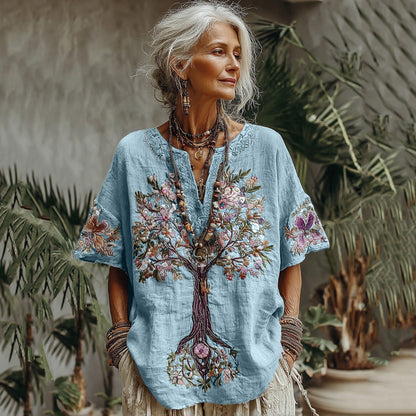 Women's Tree Of Life Floral Art Comfy Shirt