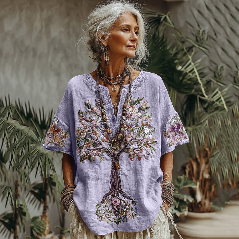 Women's Tree Of Life Floral Art Comfy Shirt