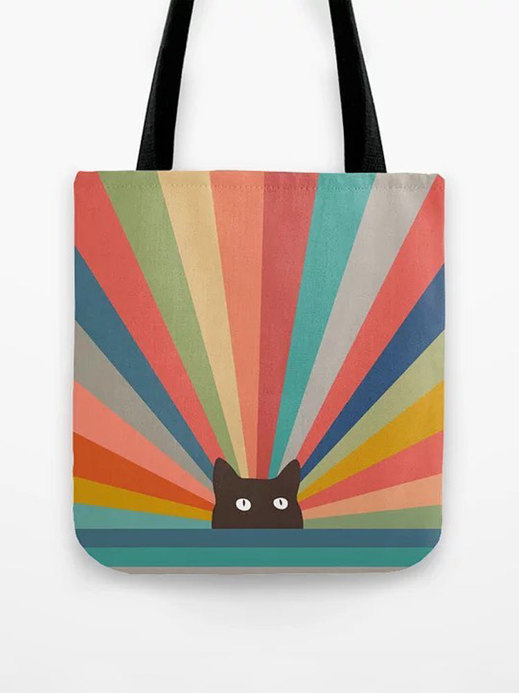 Rainbow Cat Print Canvas Bag