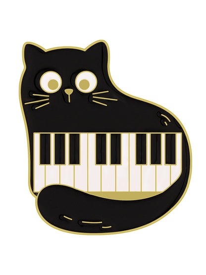 Lovely Black Cat Music Note Brooch