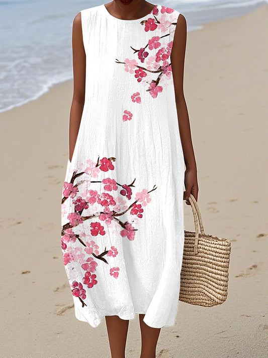 Japanese Pink Cherry Blossoms Inspired By Dog paws Abstract Art Cozy Tank Dress
