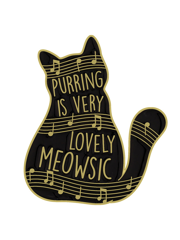 Lovely Black Cat Music Note Brooch