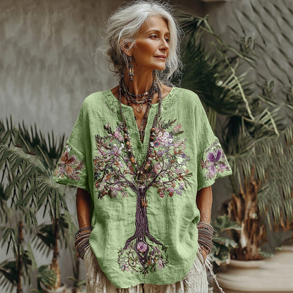 Women's Tree Of Life Floral Art Comfy Shirt