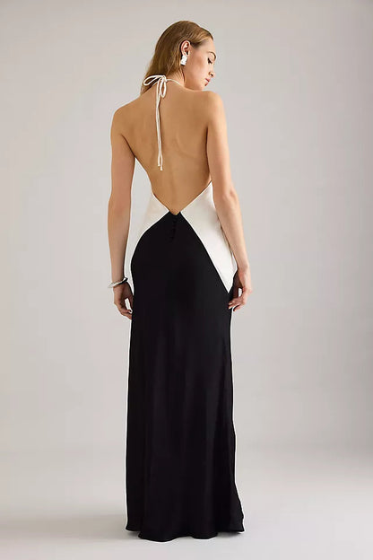 Contrast Halter Dress