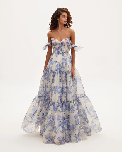 Tender Maxi Classy Dress With Delicate Floral Print