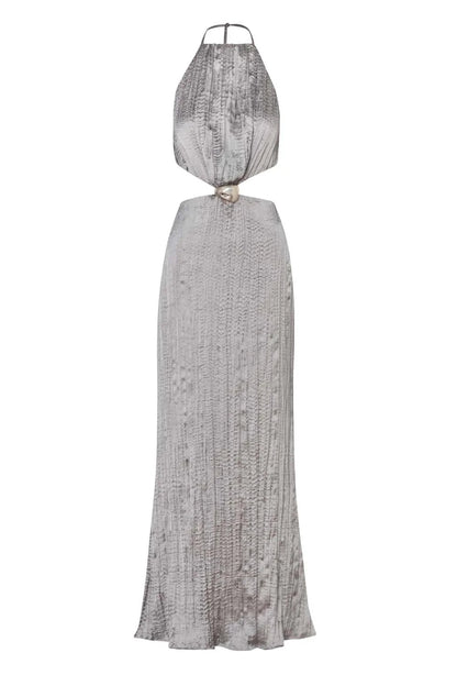 Maxi Dress Silver in Satin