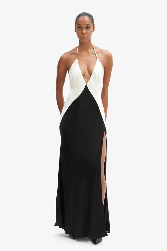 Contrast Halter Dress