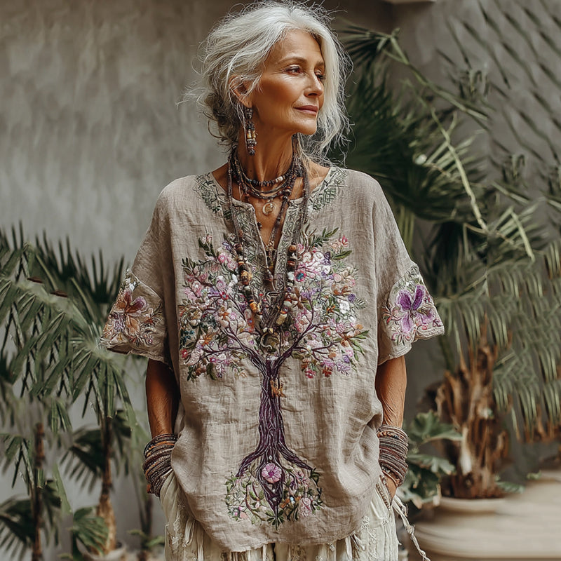 Women's Tree Of Life Floral Art Comfy Shirt