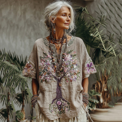 Women's Tree Of Life Floral Art Comfy Shirt