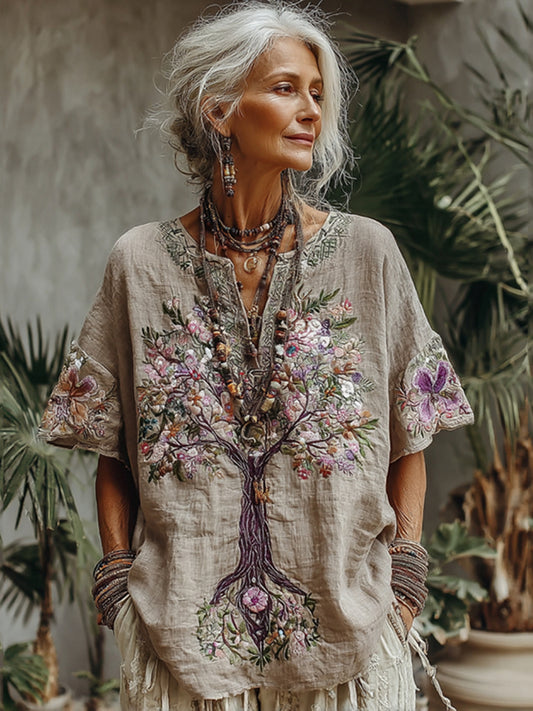 Women's Tree Of Life Floral Art Comfy Shirt