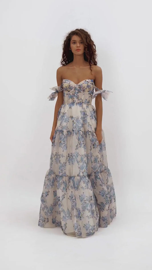 Tender Maxi Classy Dress With Delicate Floral Print